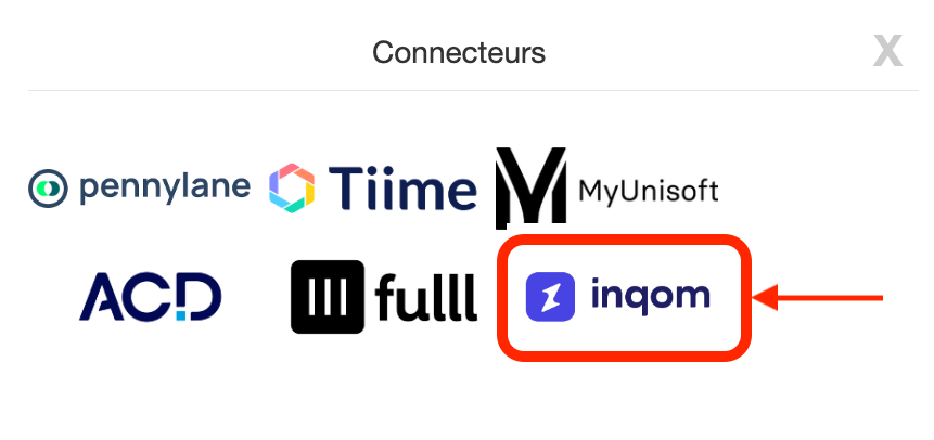 Sélection du connecteur Inqom dans PREVI'START